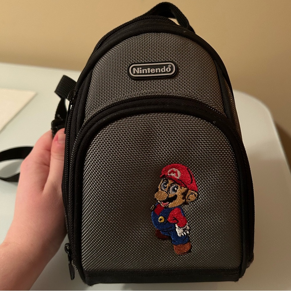 Nintendo Super Mario Bros. Black and Grey Gaming Travel Case